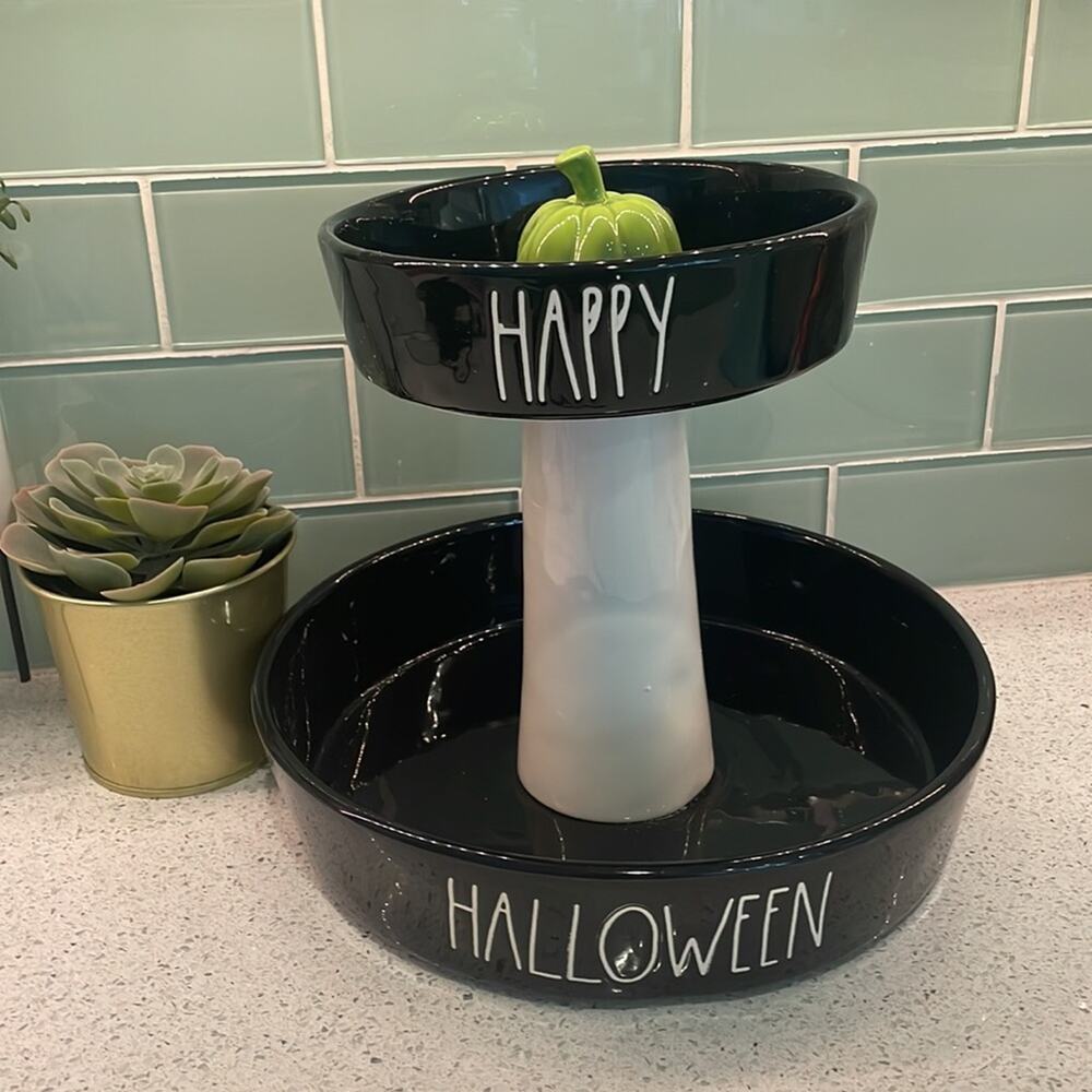 RAE DUNN Happy Halloween Two-Tiered Server. Large. NEW